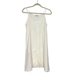 Stark X Mini Gauze Cotton Dress XS White Raw Hem Sleeveless V-Neck Cami StarkX